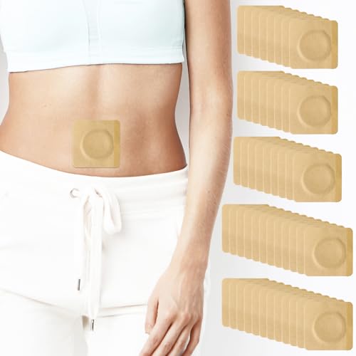 50Pcs Castor Oil Patches in Belly Button, 3.15 x 3.15inch Highly Absorbent Self-Adhesive Castor Wrap Organic Cotton, No Wash, Easy to Use, Anti-Seepage(Oil Not Included)