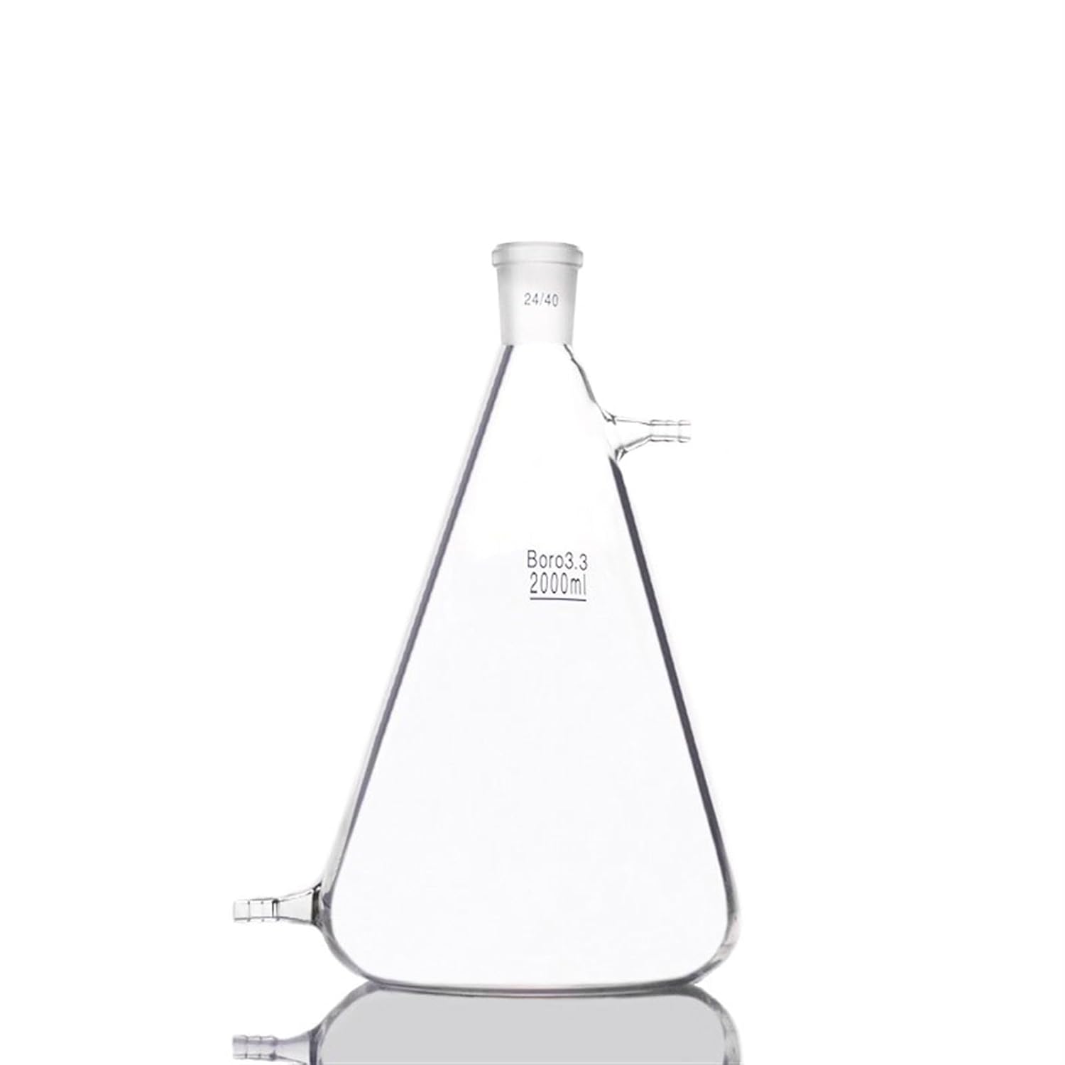 Lab Flask 2000ml Filtering Flask Ground Mouth Joint 24/40, Clear Borosilicate 3.3 Glass, Bolt Neck with Tubulation, Heavy Wall Chemistry Lab Filter Flask