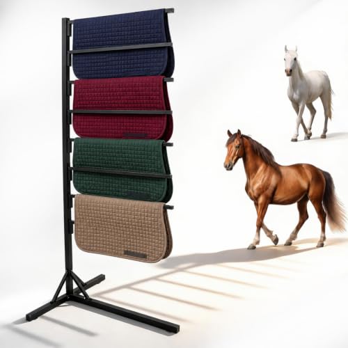 Noliven 8-Tier Portable Saddle Pad Rack with Stand for Horse Tack Storage