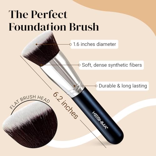 image for Large Flat Top Kabuki Foundation Brush by Keshima - Premium Makeup Bru