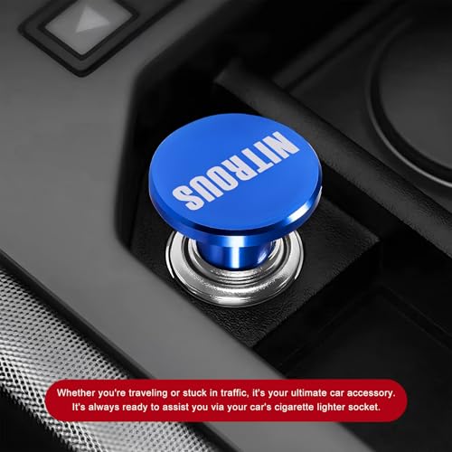 Image of Nitrous Car Cigarette Lighter, 12 Volt Aluminum Auto Cigarette Lighter Plug Replacement, Universal Cigarette Lighters Button Decoration for Most Vehicle Socket Size A