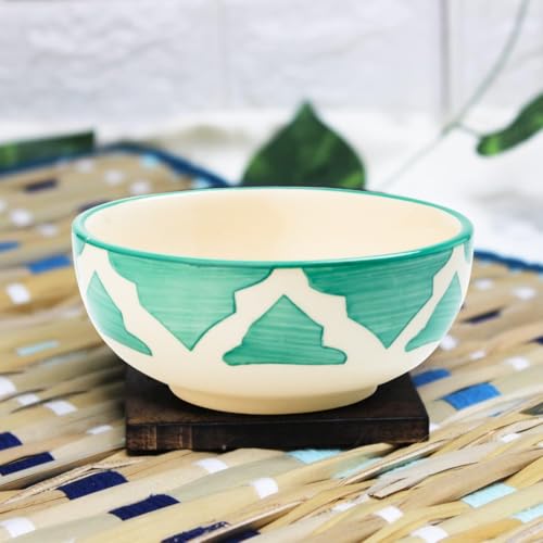 Image of Ceramic Bowl Set | 2-Piece Lightweight Crockery for Daily Use | Seafoam Green Ramen & Snack Bowls (125ml Each) | Elegant Microwave & Dishwasher Safe | Perfect Christmas & New Year Gift