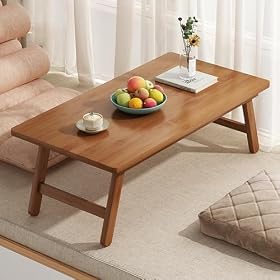 QHENS Mesa de Tatami Rectangular Plegable de B…