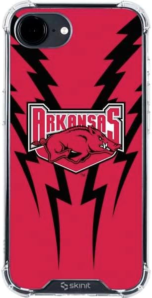 Skinit Clear Phone Case Compatible with iPhone 16e - Officially Licensed University of Arkansas-Fayetteville Razorbacks Red Logo Design