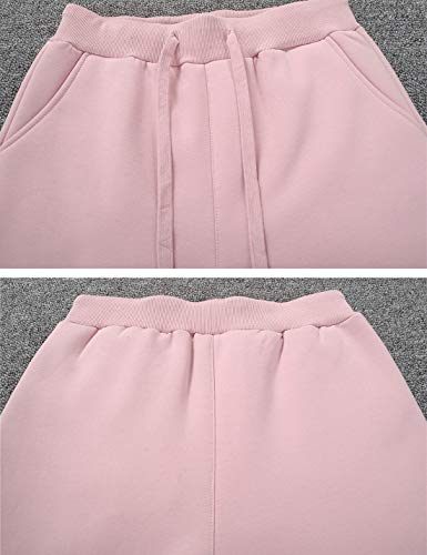 Jenkoon Womens Winter Warm Sherpa Lined Sweatpants Active Athletic Running Pant Trousers (Pink, Small) #TOP1