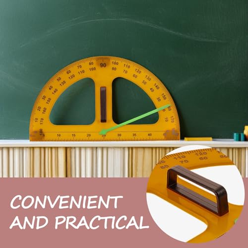 Cabilock Half Circle Plastic Protractor for Teachers with Handle Design, Multi-Function Ruler for Classroom Math, Easy to Carry Geometry Protractor for Angle Measurement and School - Image 3