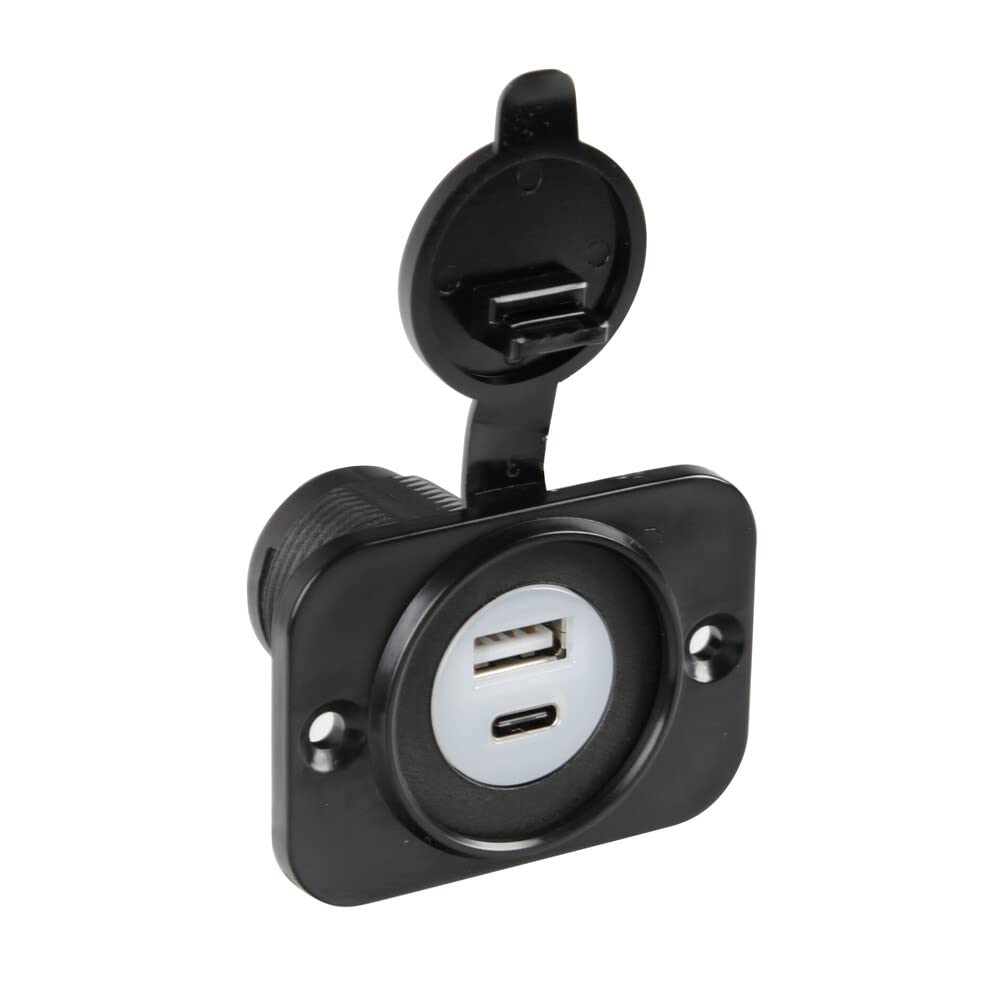 Lampa 39120 Ext-12, Dual USB A + USB C Socket, Recessed Mount, 12/24 V