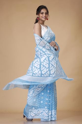 Image of OISHANI SAREE GHOR Women's Traditional Bengal Cotton Silk Soft Jamdani Saree - Beautiful design and Quality - Without Blouse Piece