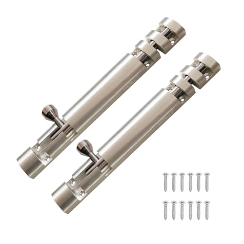 Image of VOLO Aluminium Tower Bolt with Stainless Steel Rod - Heavy Duty Door & Window Latch for Home and Office | Main Door Tower Bolt | Kundi /Chitakini | Pack of 2 Pieces (Silver, 6 Inch)