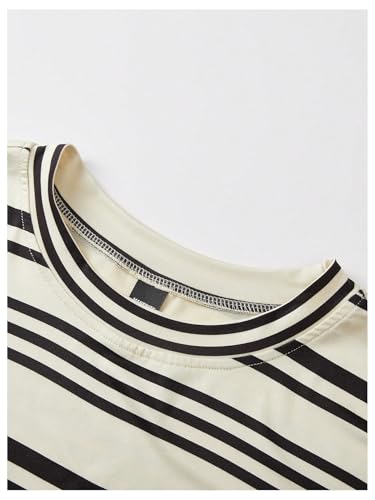 MakeMeChic Men's Striped Print Tee Shirt Short Sleeve Crew Neck Loose Fit Summer Casual Tops4