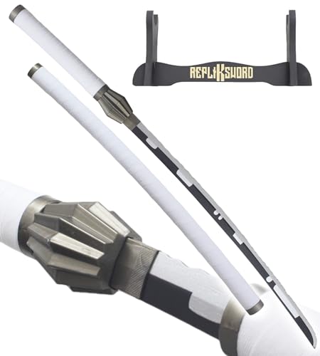 REPLIKSWORD Katana en Bois Lame Kenpachi Zaraki's Nozarashi Zanpakuto Epee Sabre + Presentoir Inclus