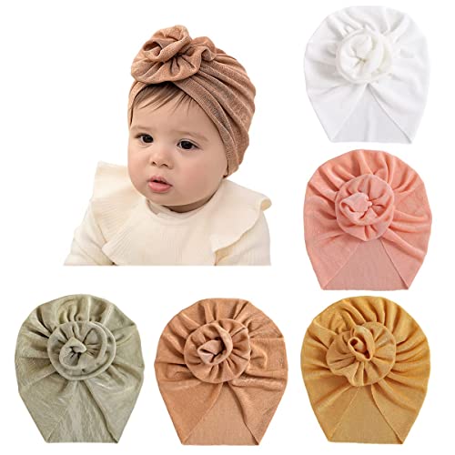Image of HUIXIANG Newborn Baby Hospital Hat Soft Cotton Toddler Kids Girl Head Wrap with Big Bow Cap