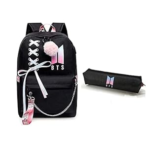 Reboundfive USB Kpop Bangtan Boys Rugzak Jimin Suga Jin Taehyung V Jungkook Koreaanse casual rugzak dagrugzak laptop tas college schooltas, zwart, L