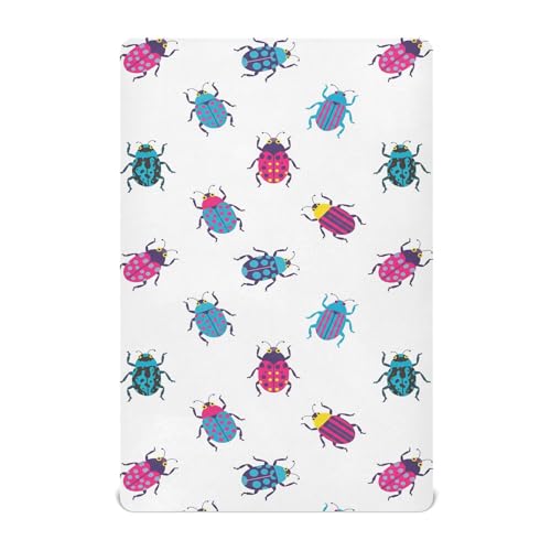 Image of VIGTRO Colorful Ladybugs Print Baby Crib Sheets for Boys Girls, Breathable Soft Fitted Crib Playard Sheets Baby Mattress Sheet, S 39x27x5in