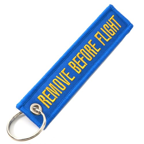 Retirer avant le vol porte-clés avec broderie double face haute densité jaune bleu - 5