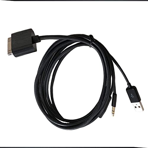 MEETOZ 30 Pin to AUX USB, Dock Connector to 3.5mm Jack Audio AUX-in Car Stereo Auxiliary Cable, Black