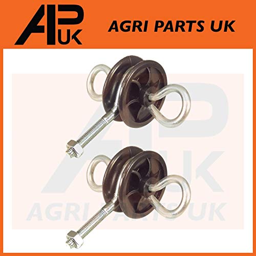 2x Two 2 way Round Electric Fence Gate Anchor Handle Insulator Hook bolt on