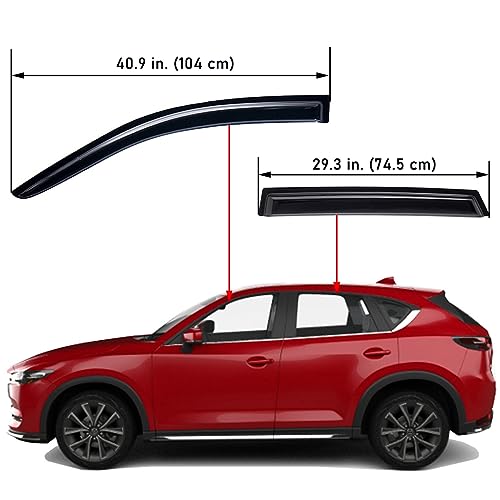 Lightronic Extra Durable Outside-Mount Auto Vent Window Visor, Fits 2017-2025 Mazda CX-5, UV Protection Rain Guard, Original Wind Deflector, No-Drill Easy Install, Dark Smoke, 4-Pcs by Lightronic - Used condition - Image 2