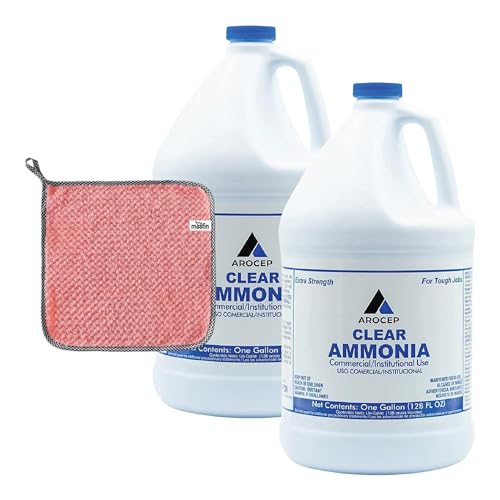moofin Ammonia Liquid Cleaner, 1 Gallon - White Sink Cleaner Cleaning Towel, Multi-Surface, Odor Eliminating, Professional Grade Ammonia Floor Cleaner for Kitchens & Bathrooms [Pack of 2]
