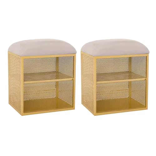 Banc d'entrée en cuir PU de luxe et structure dorée pour une décoration raffinée