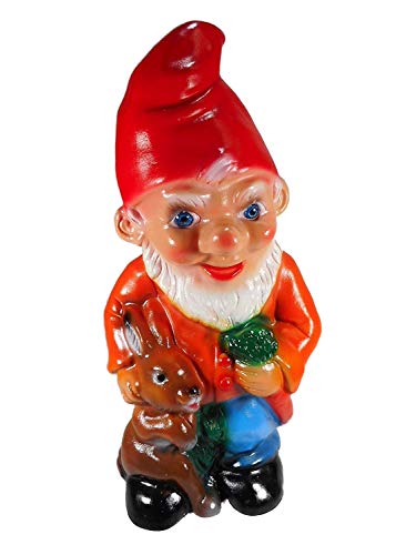Gartenzwerg mit Hase 27 x 14 x 10 cm Zwerg Germany Garten bruchfest PVC Deko GRS 0576 Cover