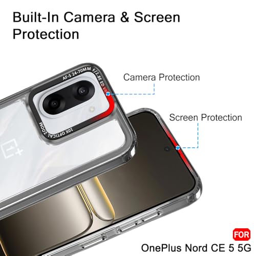 Image of TheGiftKart Hybrid Shockproof Back Cover Case for OnePlus Nord CE 5 5G | Stylish Camera Border | Electroplated Buttons | Crystal Clear Hard Back Cover Case (TPU & PC, Smoked Bumper)