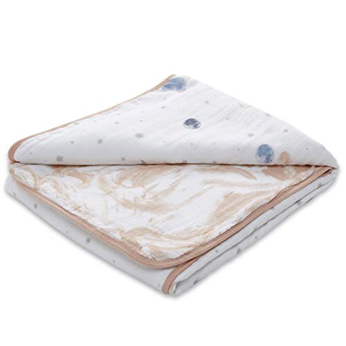 Image of aden + anais Aden Dream Blanket, Muslin Baby Blankets for Girls & Boys, Ideal Lightweight Newborn Nursery & Crib Blanket, Unisex Toddler & Infant Bedding, Shower & Registry Gift, to The Moon