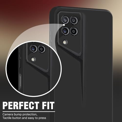Image of WOW IMAGINE Slim Back Cover for Samsung Galaxy F12 | A12 | M12 | Blade Series Ultra Thin Case with Lightweight Design | Camera Protection | Soft Matte Silicone Flexible Mobile Case - Black