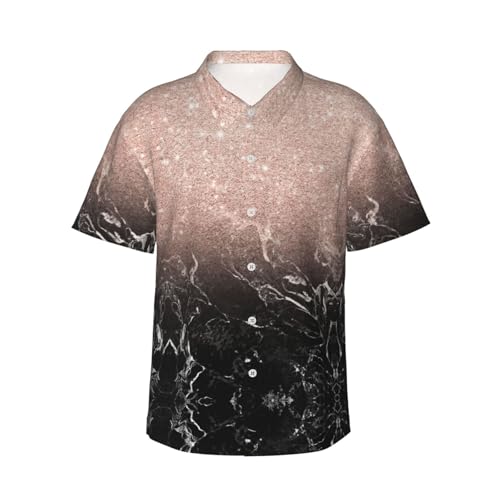 Chemise hawaïenne marbre et or rose pour homme