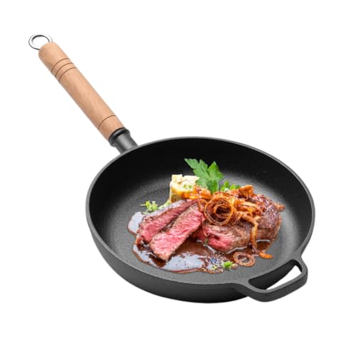 Yuragim Gusseisenpfanne Induktion, 27cm Voreingebrannte Gusseisen Pfanne, Bratpfanne Ohne Beschichtung Induktion Grillpfanne mit Griff, Cast Iron Pan,Eisenpfanne,Gusseiserne Pfanne Skillet Gusspfanne