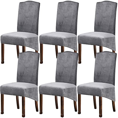 Velvet Plush Xl Dining Chair Covers, Stretch Chaircover, Spandex High Chairs Protector Covers Seat Slipcover With Elastic Band For Dining Room,Wedding, Ceremony, Banquet (Silver Grey, Set Of 4) #TOP30