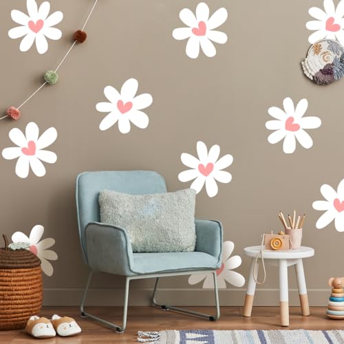 12 hojas de vinilos decorativos con margaritas y corazones miniatura 3