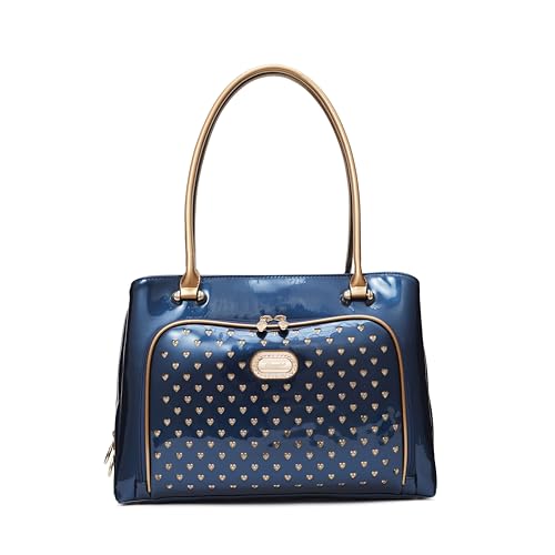 Designer Laptop Tote Bag – Stylish Women's Business Shoulder Bag with Heart Pattern Work Organizer Handbag for 15.6