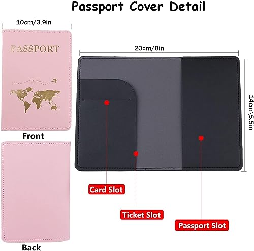 Image of House of Quirk Passport Holder Cover, PU Leather Passport Cover Case Organiser with Wallet for Credit Card, Money, Boarding Passes for Women Men (World Brown)