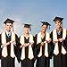 Ewanda store 4 Pcs 72 Inch Unisex Adult Plain Graduation Stole Graduation Honor Stole Graduation Sash Class 2025 with Trim,Black and Gold