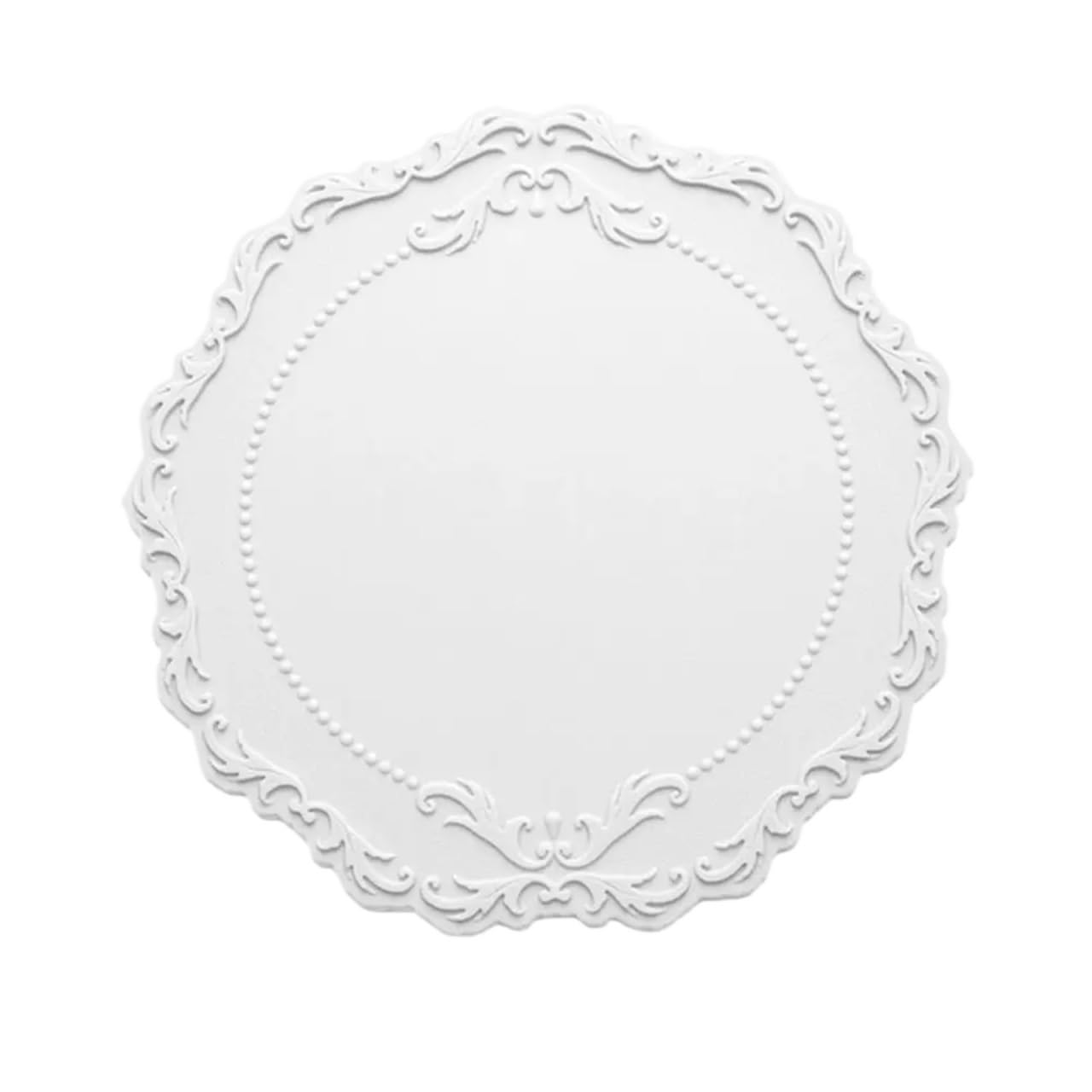 Posavasos de Silicona con Encaje 4 Piezas, Mantel Individual Fondo en Relieve, Antideslizante para Ollas y Sartenes Calientes(White)