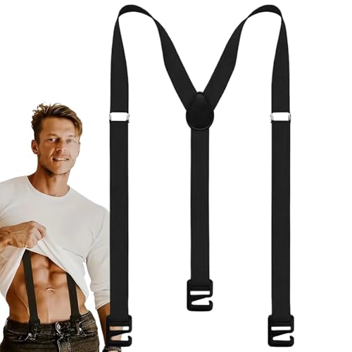 Genérico Tirantes Para Hombres | Tirantes Para Pantalones De Vestir | Correas Elásticas Ajustables Y Traseras Con Ganchos Fuertes Para Senderismo Y Trabajo