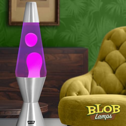 Blob Lamps® Liquid Motion Lamp Vintage Pink Wax Purple Liquid Polished Metal Base & Cap 14.5” Mood Lamp Light - Image 4