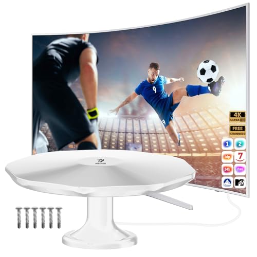 Antena TV Exterior, Antena TV Omnidireccional Exterior con Potente Amplificador, Compatible con 4K 1080P DTMB DVB-T2 DVB-T TDT, Adecuado para Autocaravanas, Furgonetas Camper, Yates