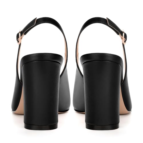 Women's Pumps, Block Heel Round Toe Dress Pumps Shoes for Women, Classic Round Toe High Chunky Heel Pumps4