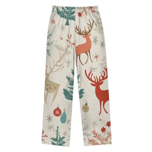 ZZXXB Reindeer and Xmas Tree Boys Long Pants Soft Trousers Elastic Waist Kids Lounge Bottoms with Pockets S-XL2