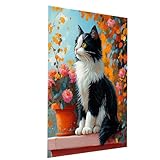 Pintar por Numeros Adultos Gato DIY Cuadros por Numeros Flor, Kit Manualidades Adultos Lienzos para Pintar 150 x 100 cm, Paint by Numbers para Cuadros Decoracion Salon Modernos Regalo Mujer Model00765