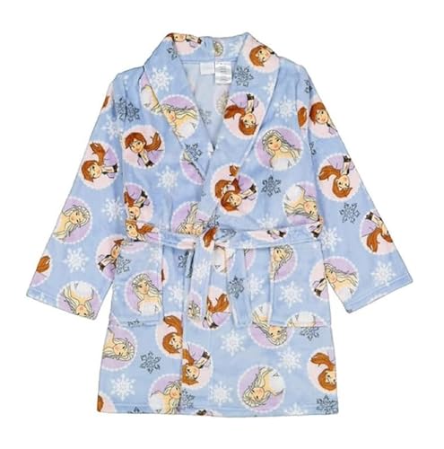 Frozen II Girls Elsa Anna Sister Snowflake Bathrobe Robe Pajamas (10-12) Blue p4