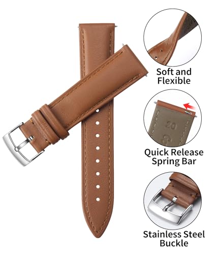 Image of BINLUN Leather Watch Bands Quick Release Premium Calfskin Replacement Watch Strap Multicolors Watchbands for Men Women 12mm 14mm 16mm 18mm 19mm 20mm 21mm 22mm