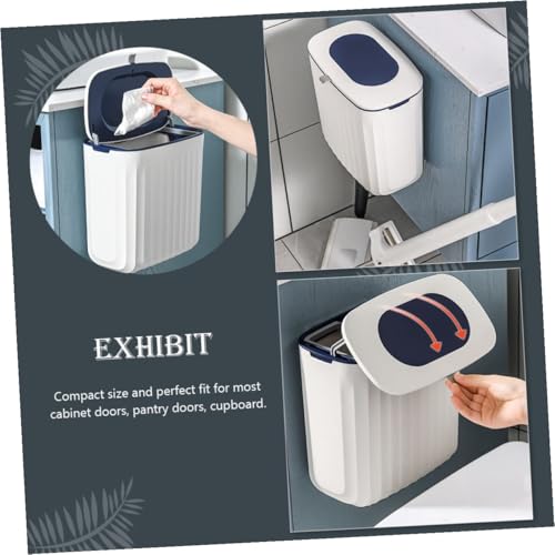 Caneca de basura plástica colgante con tapa azul miniatura 6