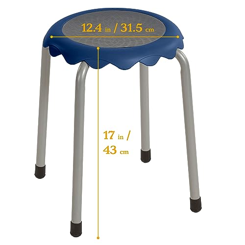 Image of ECR4Kids Daisy Stackable Stool with Glides Seating Set, Flexible Seating, Earthtone, 8-Piece