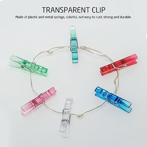 100 transparent clips, plastic spring clips, 34mm color photo clips, handmade decoration clips - Image 3