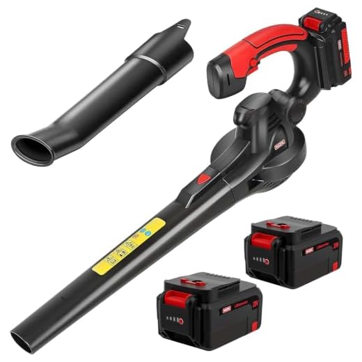 MZK Cordless Leaf Blower,20V Battery Powered Electric Blower for Lawn Care, Electric Lightweight Leaf Blower for Blowing Leaves, Patio Cleaning and Dust(2 * 2Ah Battery & Charger Included),LF40D13