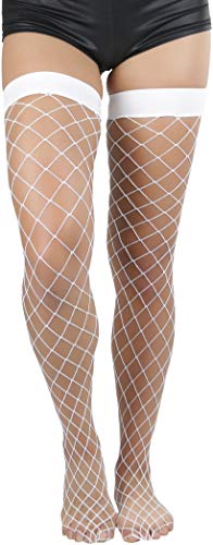 Image of ToBeInStyle Women's Diamond Large and Fine Fence Net Fishnet Nylon Thigh High