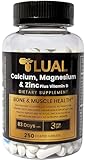LUAL Calcium Magnesium Zinc with Vitamin D – Bone & Muscle Support Supplement for Adults, 250 Coated Caplets, 83 Day Supply